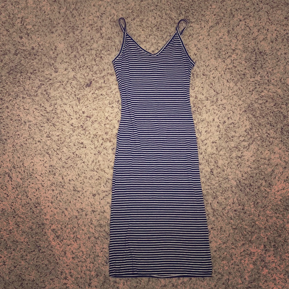 Striped midi spaghetti strapped dress